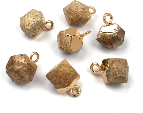 Miniatura 6 de QSLLER 10 dijes de ágata de piedra natural, colgantes de cuarzo de ágata facetada, dijes para bricolaje para hacer collares o joyas