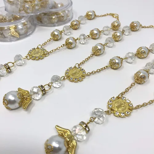 Miniatura 3 de YRP 12 bautizo oro blanco Ángel Favores Pulsera Bautizo Recuerdos Angel Bracelet