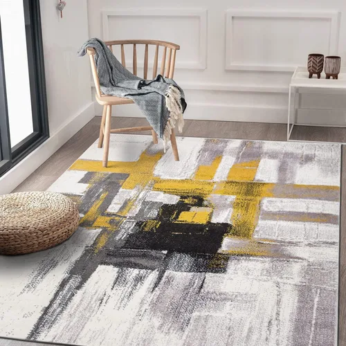 Miniatura 32 de Rugshop Alfombra Corredor Abstracta Contemporánea Negra — No Desprende Pelusa para Pasillo, Entrada y Cocina 2' x 7