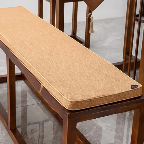 Miniatura 19 de Cojín personalizable para banco, de espuma de alta densidad con memoria, de lino lavable, antideslizante para zapatero, ventana, piano, comedor Gris
