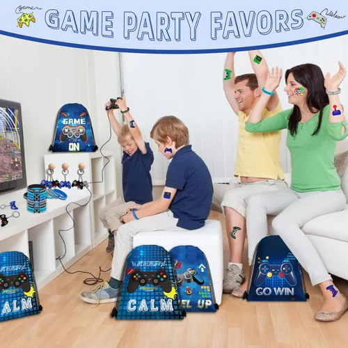 Miniatura 6 de 122 piezas de recuerdos de fiesta de videojuegos, recuerdos de fiesta de jugadores para niños, incluye bolsas con cordón de fiesta de videojuegos