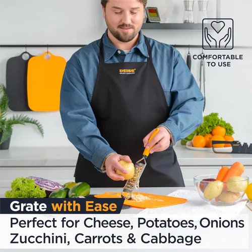 Miniatura 2 de Deiss PRO - Rallador grueso y rallador de queso de mano, cuchillas afiladas de acero inoxidable, mango antideslizante, rallador de queso pequeño