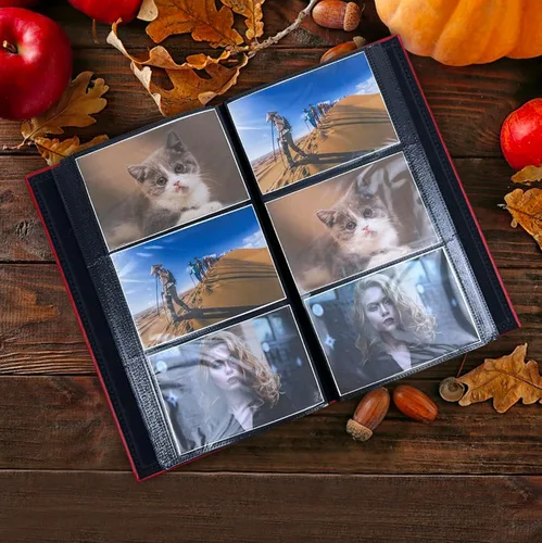 Miniatura 2 de Álbum de fotos de 4 x 6 pulgadas para 300 fotos, cubierta de piel sintética para álbumes de bodas, álbumes de fotos familiares, bolsillo, Rojo