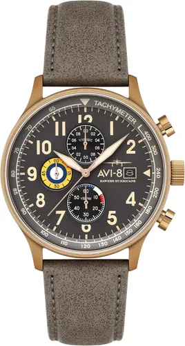 Miniatura 18 de Reloj analógico AV-4011 Hawker Hurricane, con mecanismo de cuarzo japonés, con correa de piel, de AVI-8