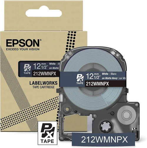 Miniatura 36 de Epson LABELWORKS 212RBBPX Cartucho de Cinta PET (Poliéster) Genuino - Cinta de Etiquetadora de Diseño para Artesanía en Cinta Negra sobre Azul