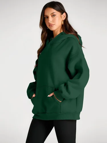 Miniatura 81 de Trendy Queen - Sudaderas extragrandes con capucha para mujer, suéteres de manga larga, sin botones, de vellón, de otoño, ropa de invierno
