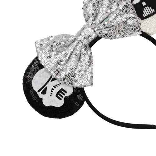 Miniatura 16 de Diadema negra con orejas de ratón de lentejuelas con lazo de ala de poliuretano, lazo de pelo de murciélago de Halloween, decoración de fiesta