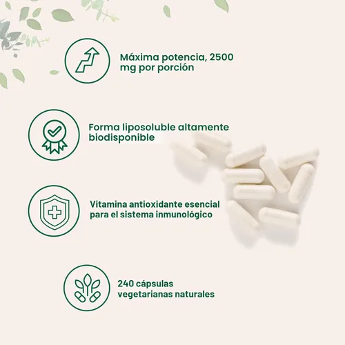 Miniatura 3 de Vitamina C liposomal 2,500 mg, 240 cápsulas vegetales Forma liposomal altamente biodisponible y soluble en grasa Suplemento de apoyo
