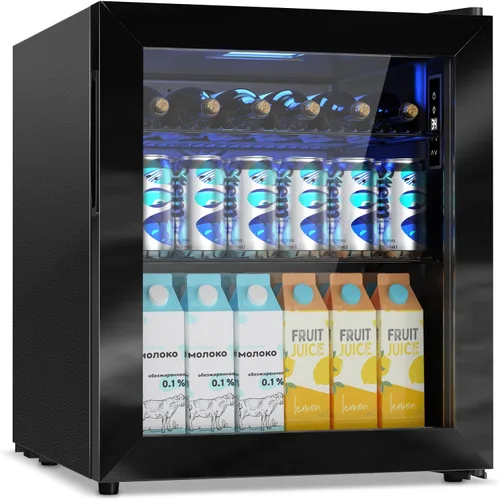 Velivi Mini refrigerador con puerta de cristal, nevera pequeña, escritorio, enfriador de bebidas para bebidas de cerveza, 1.4 pies cúbicos,