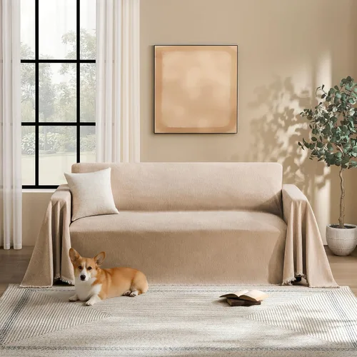 Miniatura 17 de Funda de sofá modular para perros, lavable para sofá de 2 cojines, funda de felpilla para sofá seccional, protector de muebles multiusos para niños