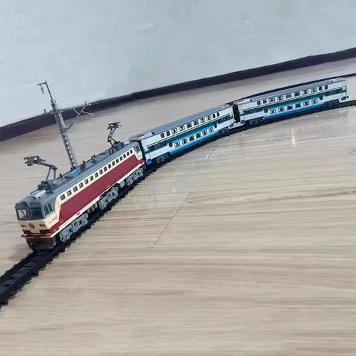 Miniatura 9 de Juego de tren eléctrico, locomotora de vapor eléctrica de aleación SS7C con vagones de pasajeros y pista larga, modelo realista con luces, sonidos