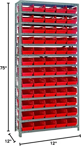Miniatura 479 de Quantum QSBU-245BK Heavy Duty Shelving Unit with (7) Shelves and (24) QUS245 Black Bins for Garage Warehouse Storage Distribution 400 lb Load