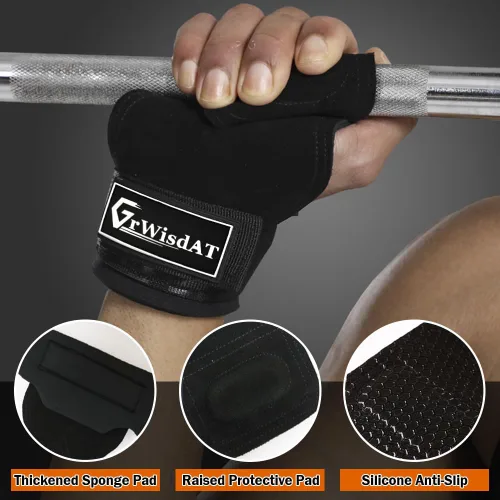 Miniatura 7 de Correa de muñeca para levantamiento de pesas, agarres de cuero de doble capa, correas ajustables para levantamiento de pesas para entrenar