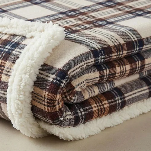Miniatura 2 de Eddie Bauer - Manta decorativa de franela de algodón para hogar, ropa de cama reversible de sherpa para todas las estaciones, caqui (Edgewood Khaki)