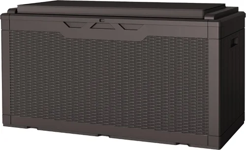 Miniatura 15 de JUMMICO Caja de resina de 31 galones, cajas de almacenamiento impermeables para interiores y exteriores para muebles de patio, cojines y Negro