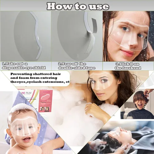 Miniatura 4 de 100 piezas de protector facial y ocular para ducha después de la cirugía, protector ocular transparente desechable de plástico para ducha, protector