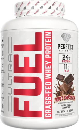 PERFECT SPORTS Ultra Fuel - Proteína Wey 100% alimentada con pasto | Sin colores artificiales, sin gluten, Keto | Bajo en azúcar | 0.39 oz de EAA,