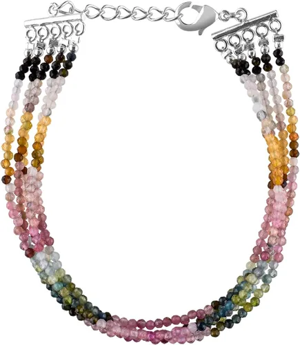 Miniatura 10 de Pulsera de piedras preciosas naturales, cuentas microfacetadas de 5 hebras, piedra energética, cristales curativos, chapado en plata, ajustable