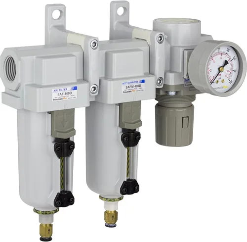 PneumaticPlus SAU430-N06DG-MEP Sistema de secado de aire de tres etapas Filtro de aire de partículas, filtro coalescente, regulador de presión de