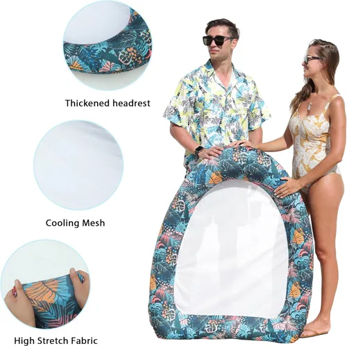 Miniatura 4 de FindUWill Flotadores inflables de piscina para adultos, cómodas sillas de piscina cubiertas de tela, tumbona de piscina de bronceado multiusos