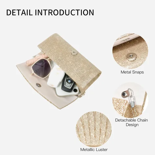 Miniatura 4 de Bolso de noche para mujer, bolso cruzado brillante para boda, fiesta formal, cóctel, baile de graduación