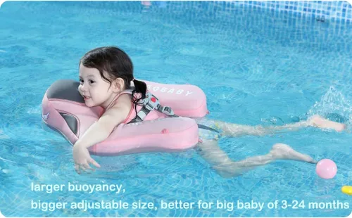 Miniatura 3 de Mambobaby Flotador con Toldo Tamaño Mejorado, No Inflable, para Bebé Infantil, Flotador de Piscina Inteligente, Mambo Flotador de Natación, Rosa