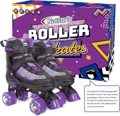 Miniatura 6 de Nattork Patines de ruedas para niños y niñas, 4 tamaños ajustables con ruedas iluminadas para niños principiantes para interiores y exteriores