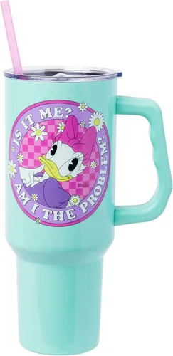 Miniatura 31 de Silver Buffalo Disney Lilo and Stitch Aloha - Vaso de acero inoxidable de doble pared con asa y pajilla, se adapta al portavasos estándar, 40 onzas
