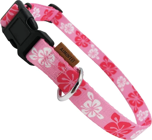 Collar de perro, bonito patrón floral, collar suave y ajustable con hebilla de liberación rápida (S (cuello 11-18 pulgadas, ancho 5/8 pulgadas),