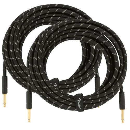 Miniatura 13 de Fender Cable de instrumentos de lujo de 10 pies, ángulo recto, tweed negro, paquete de 2