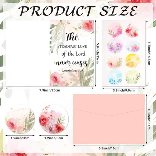 Miniatura 3 de Containlol 24 Piezas Tarjetas de Felicitación Cristianas Inspiradoras con Aliento de las Escrituras Tarjeta Floral de Versículos Bíblicos con Sobres