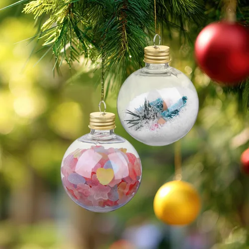 Miniatura 4 de Baluue Botellas de leche de plástico, 10 bolas de alcohol de Navidad, bola de adornos rellenables para árbol de Navidad de 8.5 fl oz, bombillas