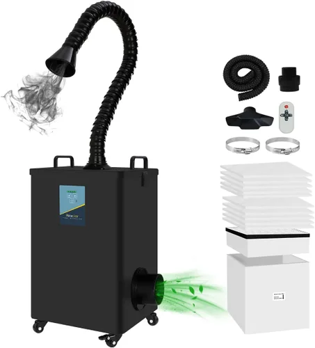 FumeClear Extractor de humo láser FC-2002A para grabador láser S1, D1 Pro de 10 W a 20 W, succión fuerte de 260 m³/h, bajo ruido con 12 filtros,