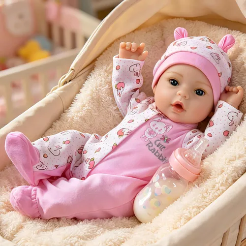 Miniatura 10 de Aori Reborn Baby Dolls Boy - Muñeca realista de bebé recién nacido de 18'' con juego de alimentación azul y certificado de nacimiento - Cuerpo