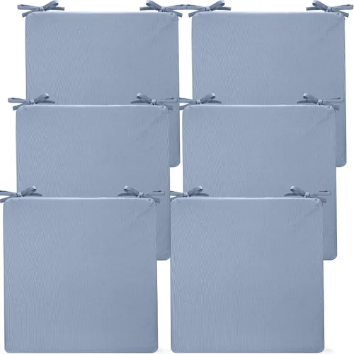 Miniatura 9 de Preboun Paquete de 6 Cojines para Sillas de Exterior 19" x 19" x 3" Patio Impermeables Resistentes a la Decoloración Cojines de Asiento con Lazos