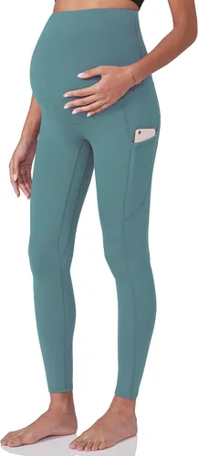 POSHDIVAH Leggings de entrenamiento de maternidad para mujer sobre el vientre, pantalones de yoga con bolsillos, ropa deportiva suave, pantalones de