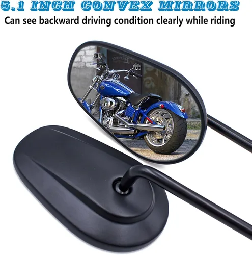 Miniatura 3 de Espejos de montaje en el manillar, espejos retrovisores laterales izquierdo y derecho de vástago largo para modelos Harley 1982-2024, para CVO Dyna