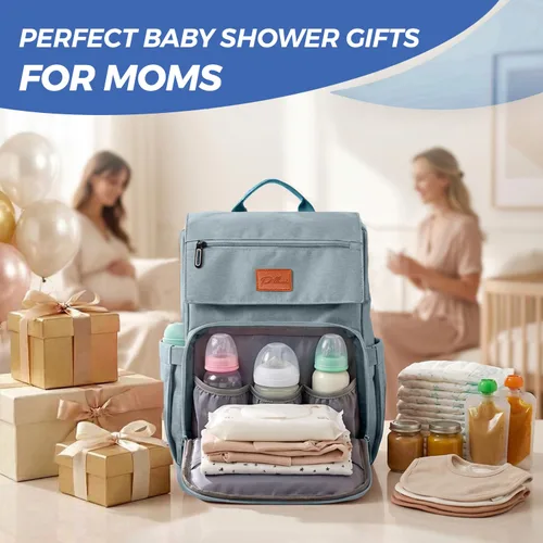 Miniatura 2 de PILLANI Mochila para Pañales de Bebé - Bolsa Grande para Niños y Niñas, Mochila Impermeable para Pañales - Bolsas de Pañales de Viaje con L Azul
