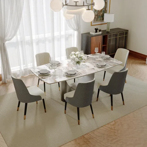 Miniatura 28 de POVISON Mesa de Comedor Moderna Hobart de 63" para 4, Mesa de Comedor Rectangular de Servicio Pesado Negro Mate, Superficie de Mesa de Comedor