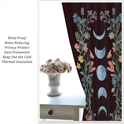 Miniatura 6 de Cortinas florales de luna, flores negras, fase de flores silvestres, luz de luna, jardín, estética, bohemio, primavera, vides, naturaleza, juego