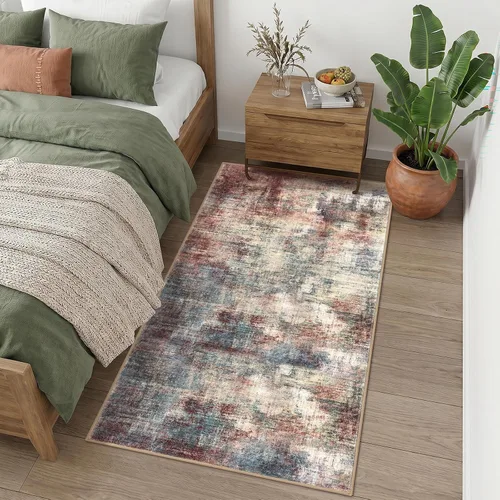 Miniatura 1196 de IOHOUZE Alfombra abstracta lavable de 3 x 12 pies para pasillos, antideslizante para cocina, camino de entrada de lana sintética para interiores