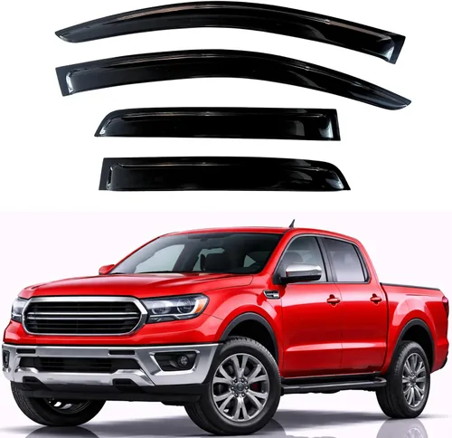 Miniatura 350 de KPY Visor de ventana compatible con Hyundai Tucson 2021-2025, 4 piezas de deflector de ventilación para ventana lateral, estilo Mugen, protector