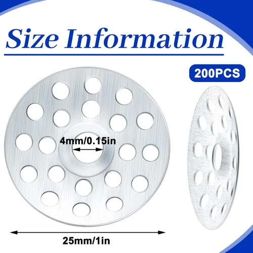 Miniatura 2 de 200 piezas de arandelas de reparación de pared de yeso de 1 pulgada, arandela de metal de zinc para tornillos, anillos de reparación de techo plano