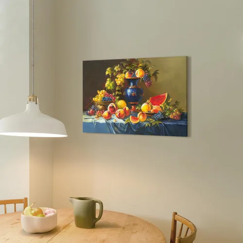 Miniatura 4 de ARTISTIC PATH Arte de Pared en Lienzo de Comida Retro - Cuadro Vintage de Frutas Burdeos Colorido Melocotón Uva Pintura Antigua Impresiones de Arte