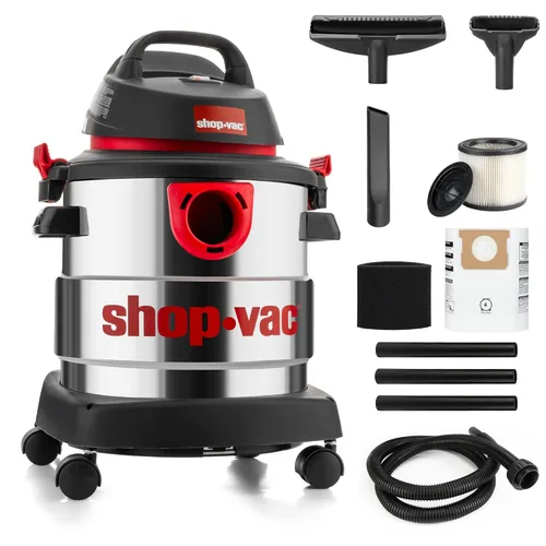 Shop-Vac 5989300 aspiradora en húmedo y en seco de 5 galones, 4.5 HP, de acero inoxidable, negra