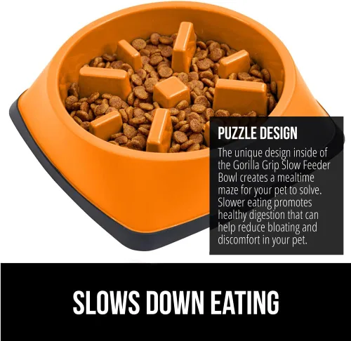 Miniatura 3 de GORILLA GRIP® Tazones patentados para perros de alimentación lenta sin BPA, juguete interactivo de 4 tazas para perros y gatos, enriquecimiento