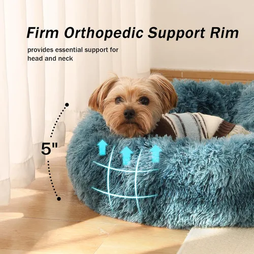 Miniatura 5 de NOYAL Cama Calmante en Forma de Rosquilla para Perros Pequeños a Medianos y Gatos - Cama para Mascotas de Felpa de Piel Sintética Anti-Ansiedad