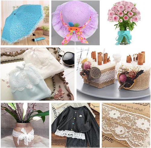 Miniatura 7 de Rollo de cinta de encaje de 120 yardas para costura, baby shower, cumpleaños, despedida de soltera, decoración de boda, embalaje de regalo, ramo