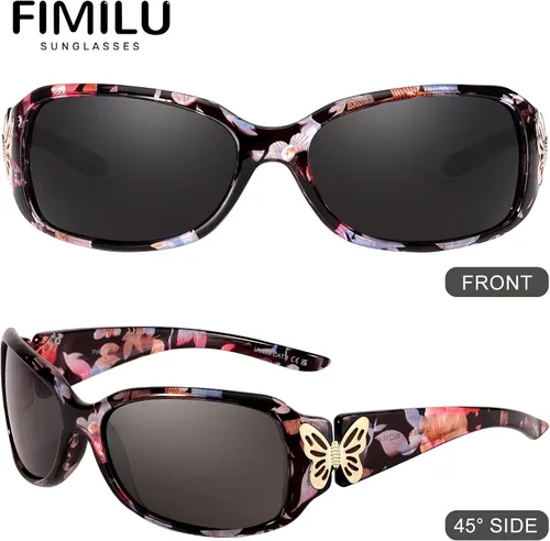 Miniatura 4 de FIMILU Gafas de sol polarizadas para mujer, protección UV400, gafas envolventes de moda, decoración de mariposa, accesorios de moda