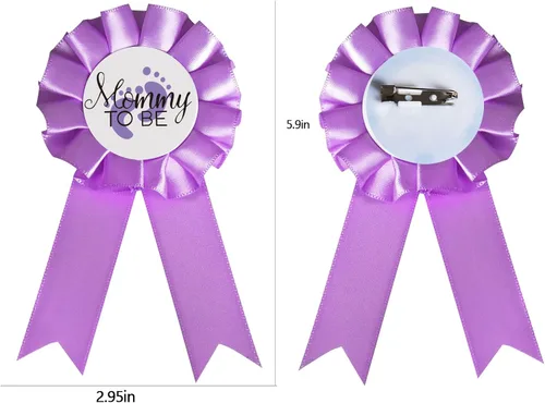 Miniatura 3 de CoolerthingsDG, 2 pines de placa de hojalata para mamá y papá, 2 pines de botón de revelación de género morado para baby shower, fiesta